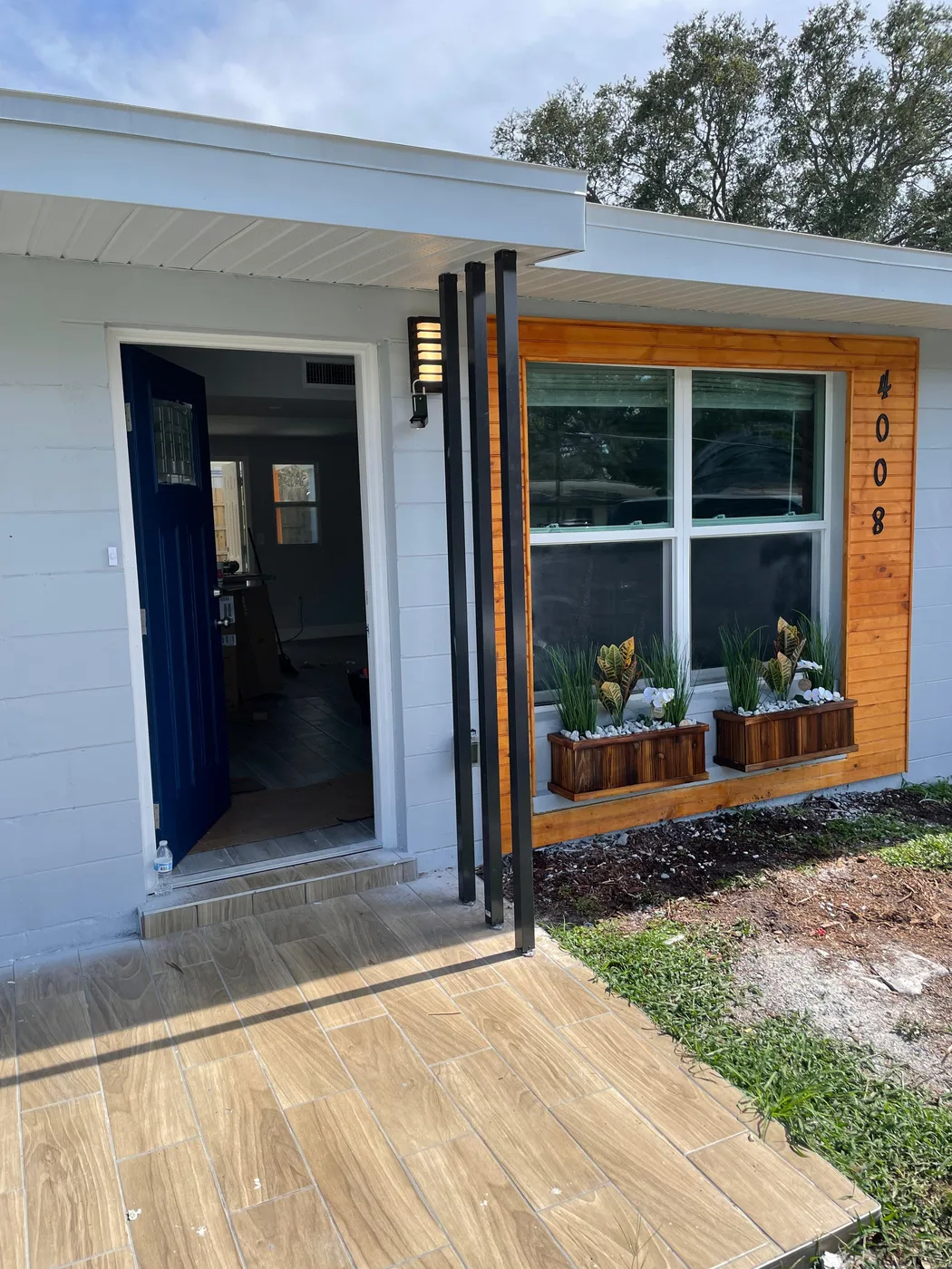 Finished home remodel with warm wood accents