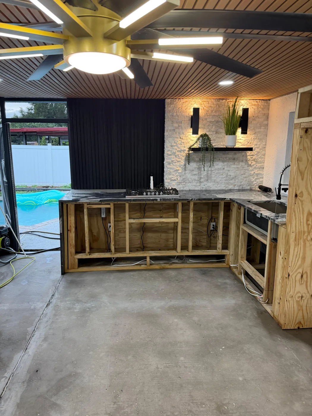 Poolside outdoor kitchen and bar we built